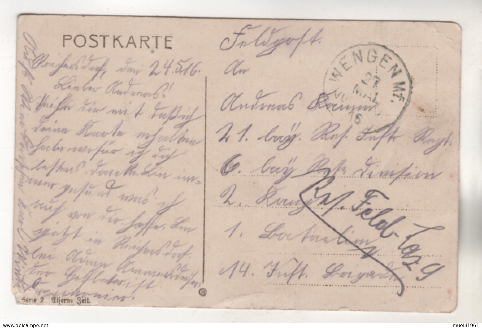 +5062, WK I, Feldpost, Wengen - Guerra 1914-18