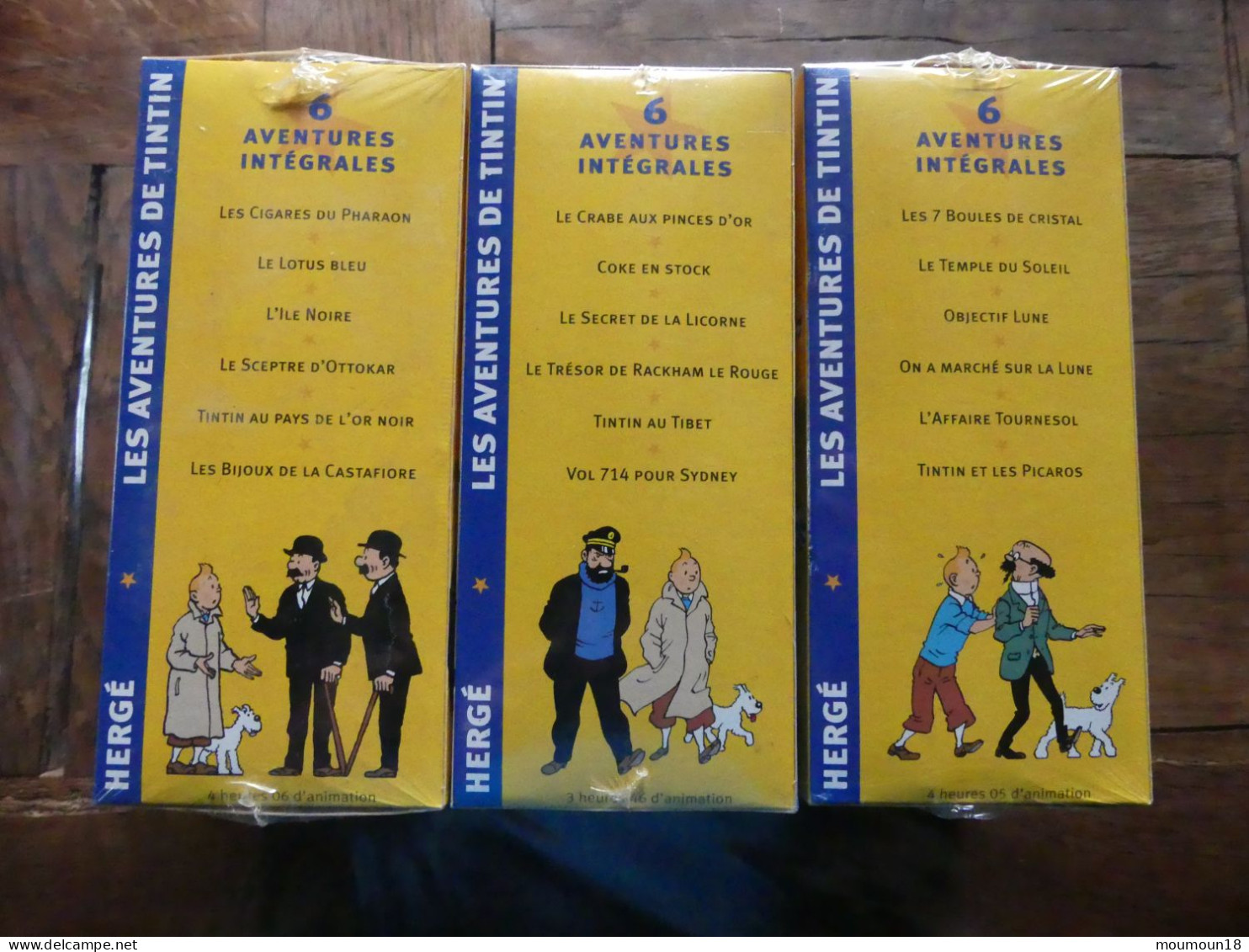 Lot 3 Coffrets De 3 Video-cassettes VHS Secam Tintin Neuves Sous Blister 18 Titres Hergé CITEL Ellipse Programme - Andere & Zonder Classificatie