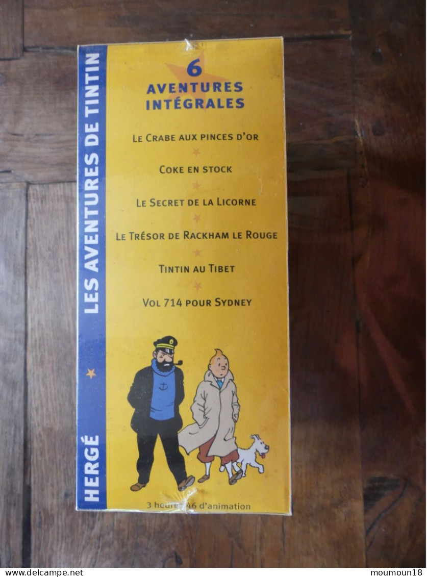 Lot 3 coffrets de 3 video-cassettes VHS Secam Tintin neuves sous blister 18 titres Hergé CITEL Ellipse Programme