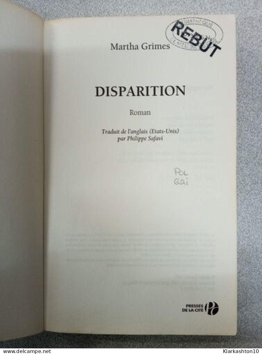 Disparition - Other & Unclassified