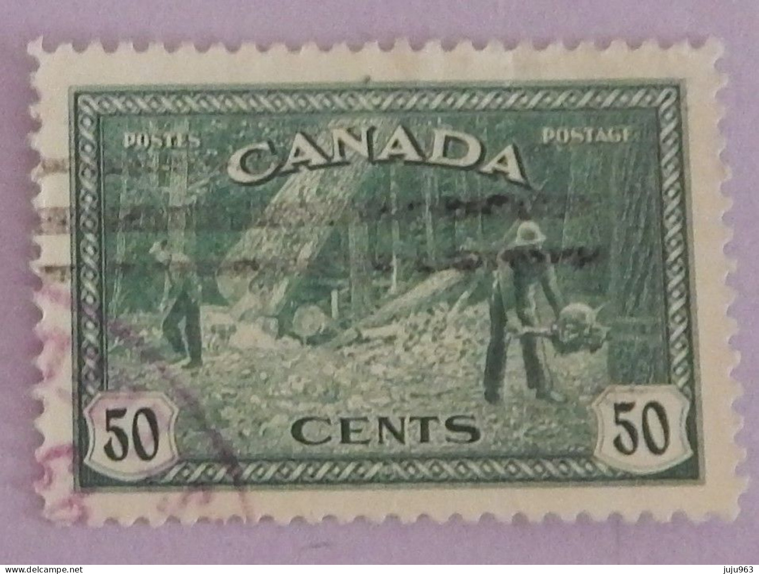 CANADA YT 223 OBLITERE "ABATTAGE D ARBRES EN COLOMBIE BRITANNIQUE" ANNÉE 1946 - Gebraucht