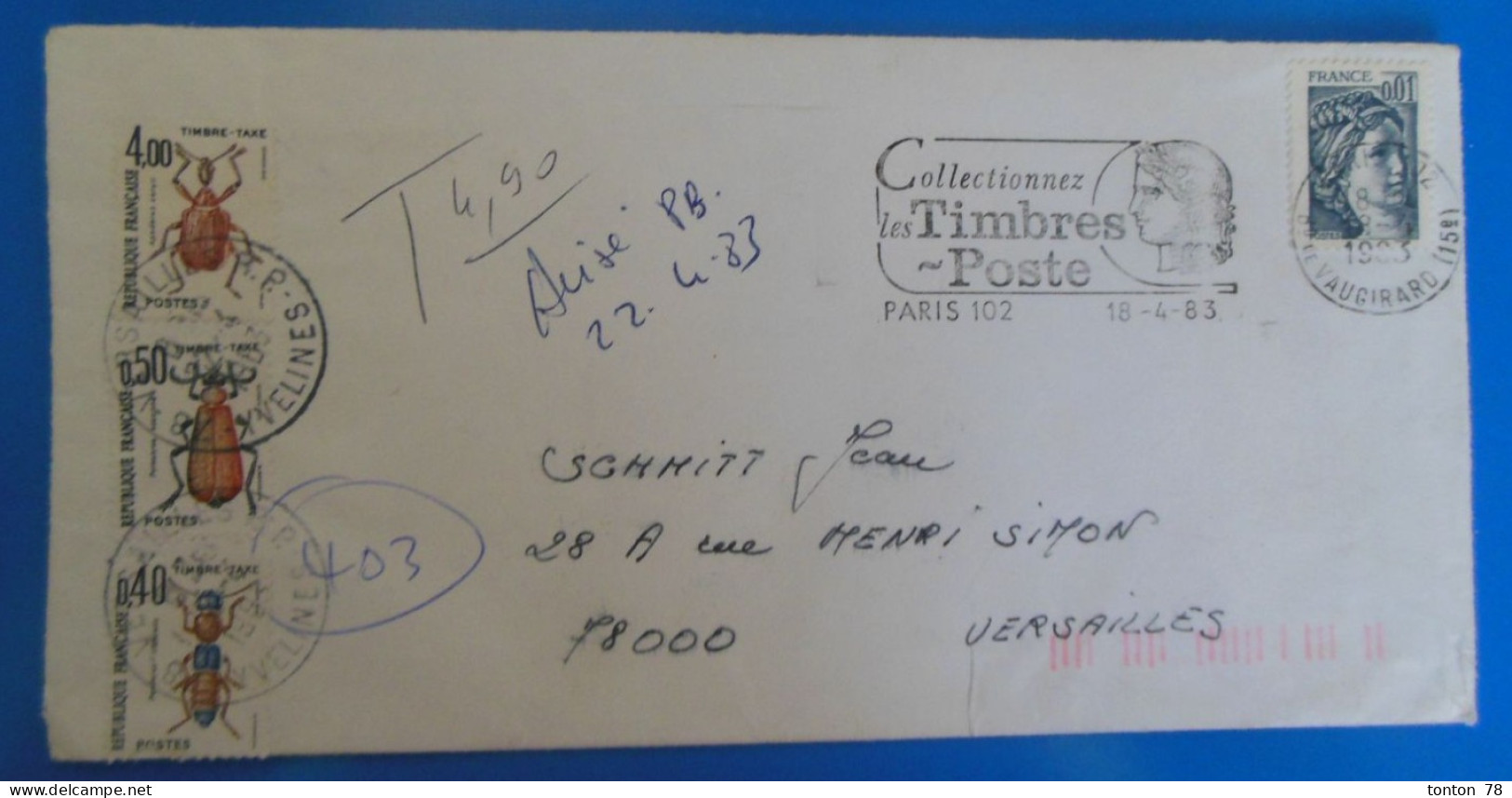 TIMBRES SUR LETTRE   -  TAXE  -  RECTO VERSO - 1960-.... Cartas & Documentos