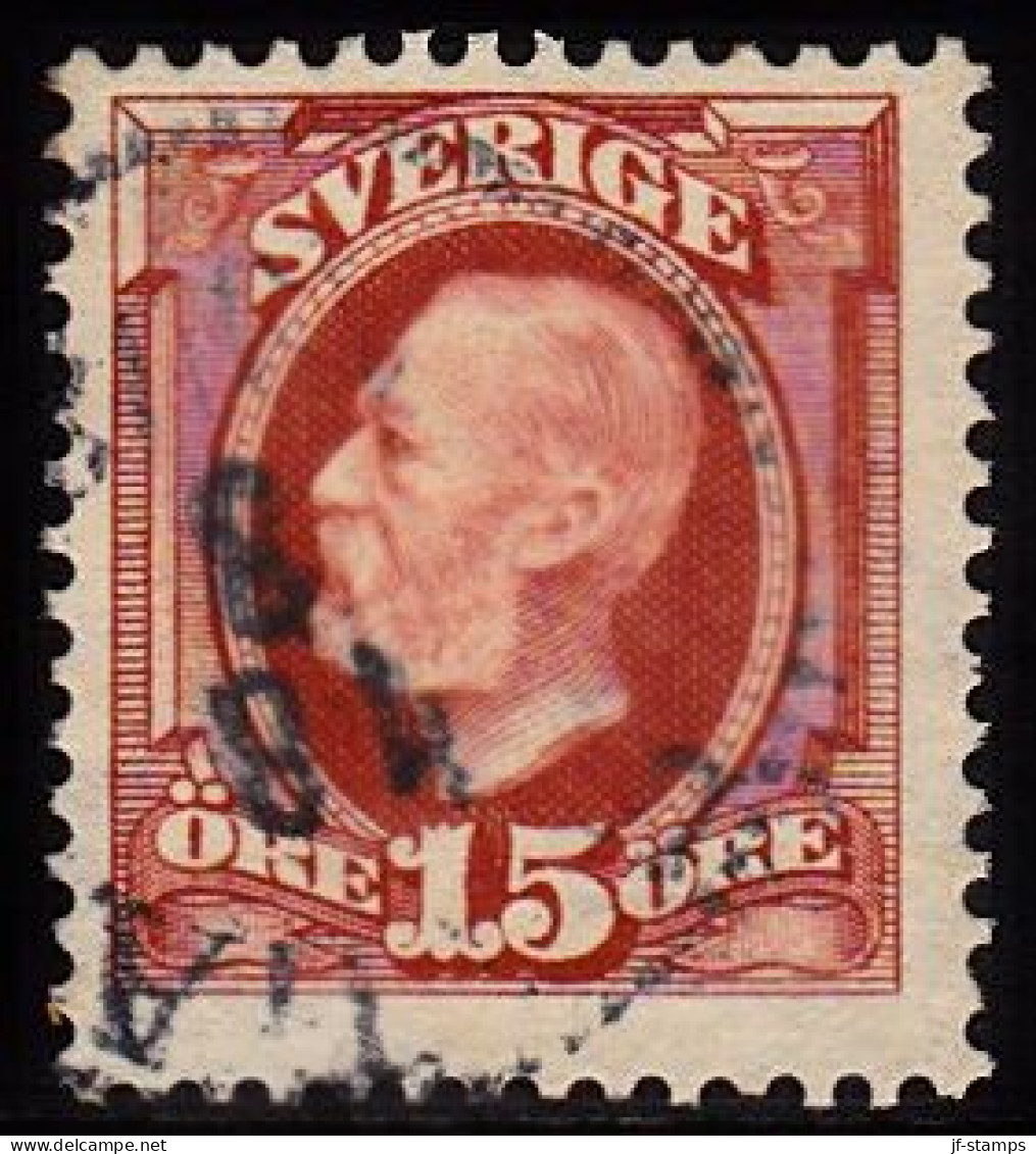 1891-1904. Oscar II. 15 öre Red Brown. Part Of Two Crowns In The Watermark. (Michel 44) - JF103209 - Gebraucht