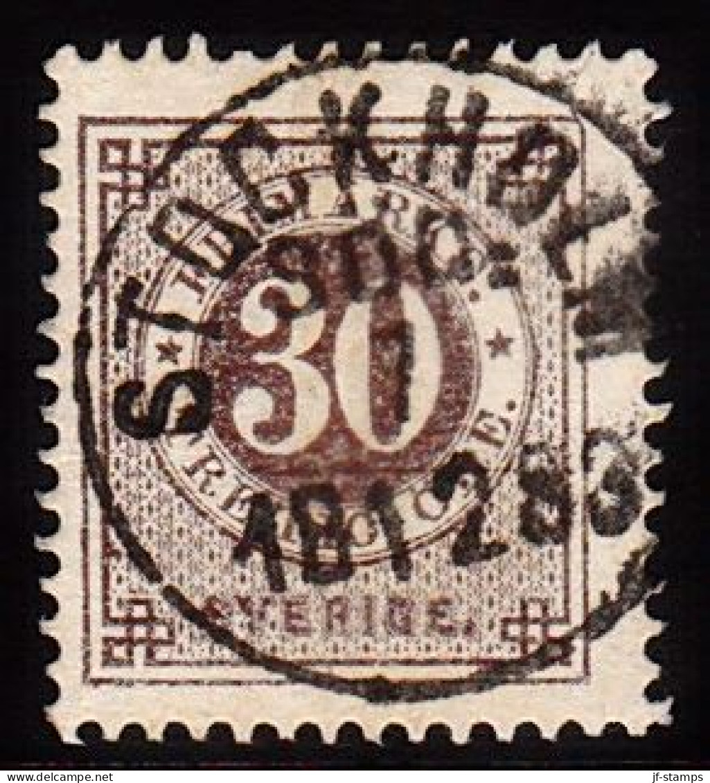 1877. Circle Type. Perf. 13. 30 øre Brown. STOCKHOLM SÖD. 1 12 1883. (Michel 24B) - JF103218 - Used Stamps