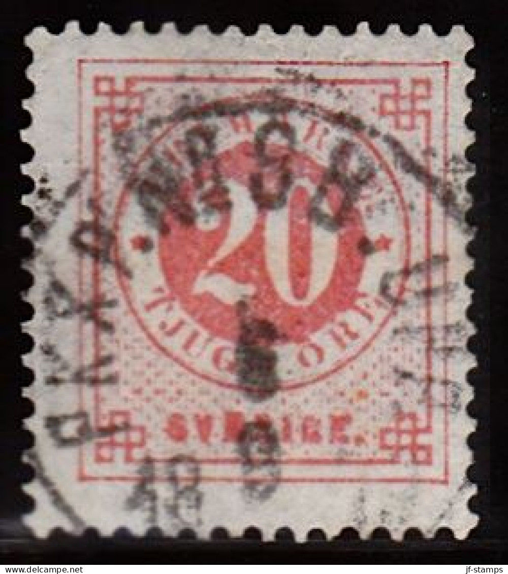 1877. Circle Type. Perf. 13. 20 øre Vermilion. PKXP. No. 8B UPP 6 9 1879. (Michel 22Ba) - JF103223 - Used Stamps