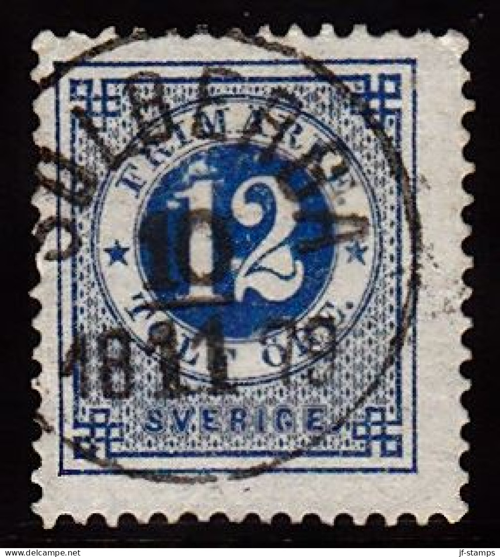1877. Circle Type. Perf. 13. 12 øre Blue. SOLBERGA 10 11 1879. (Michel 21B) - JF103230 - Gebraucht