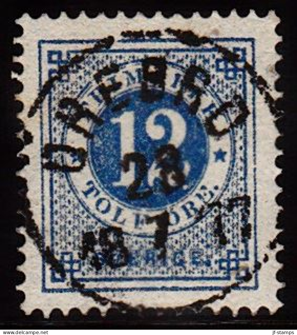 1877. Circle Type. Perf. 13. 12 øre Blue. ÖREBRO 28 7 1877. (Michel 21B) - JF103232 - Gebruikt