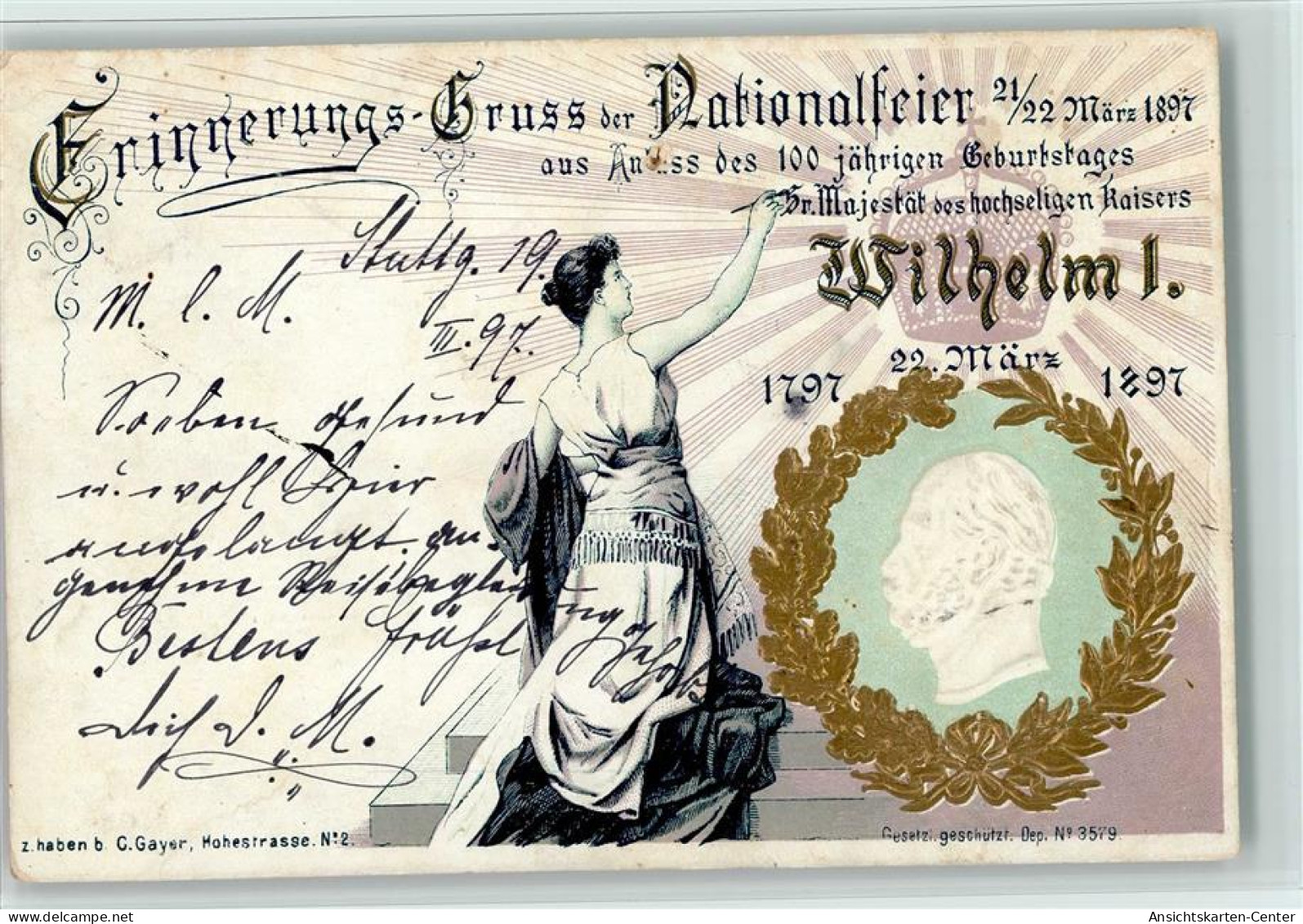13008009 - Kaiser Wilhelm I Praegedruck - Nationalfeier - Königshäuser