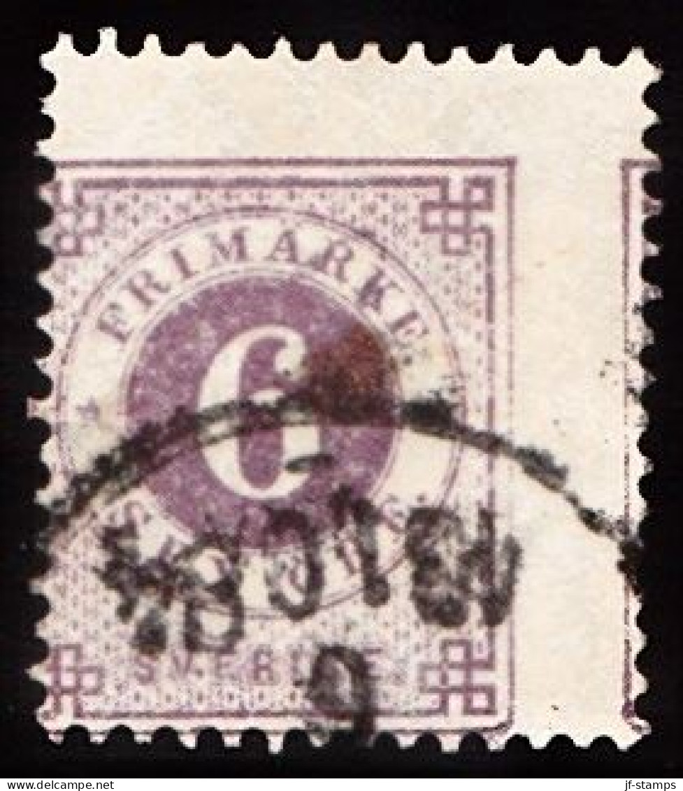 1877. Circle Type. Perf. 13. 6 øre Red Lillac. Part Of Two Stamps. (Michel 20Ba) - JF103240 - Gebraucht