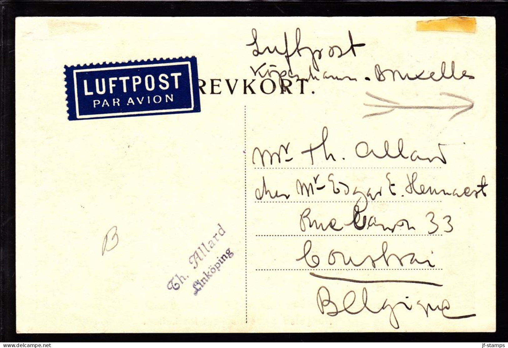 1930. Air Mail. 25 øre Red RUNGSTED KYST. Belgium. (Michel 145) - JF103864 - Luftpost