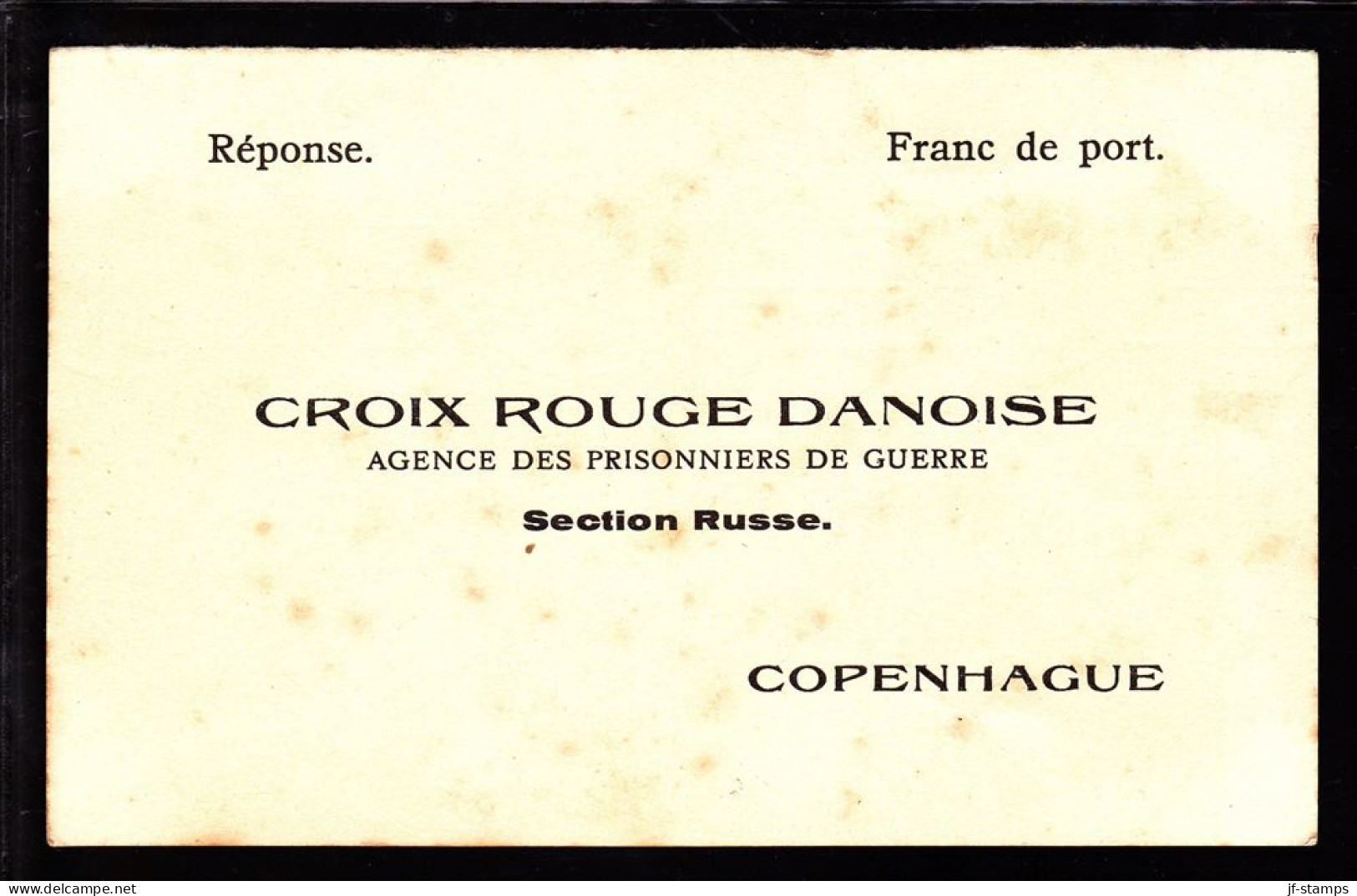 1918 ?. Franc De Port. Response. CROIX ROUGE DANOISE. Section Russe. - JF103882 - Red Cross