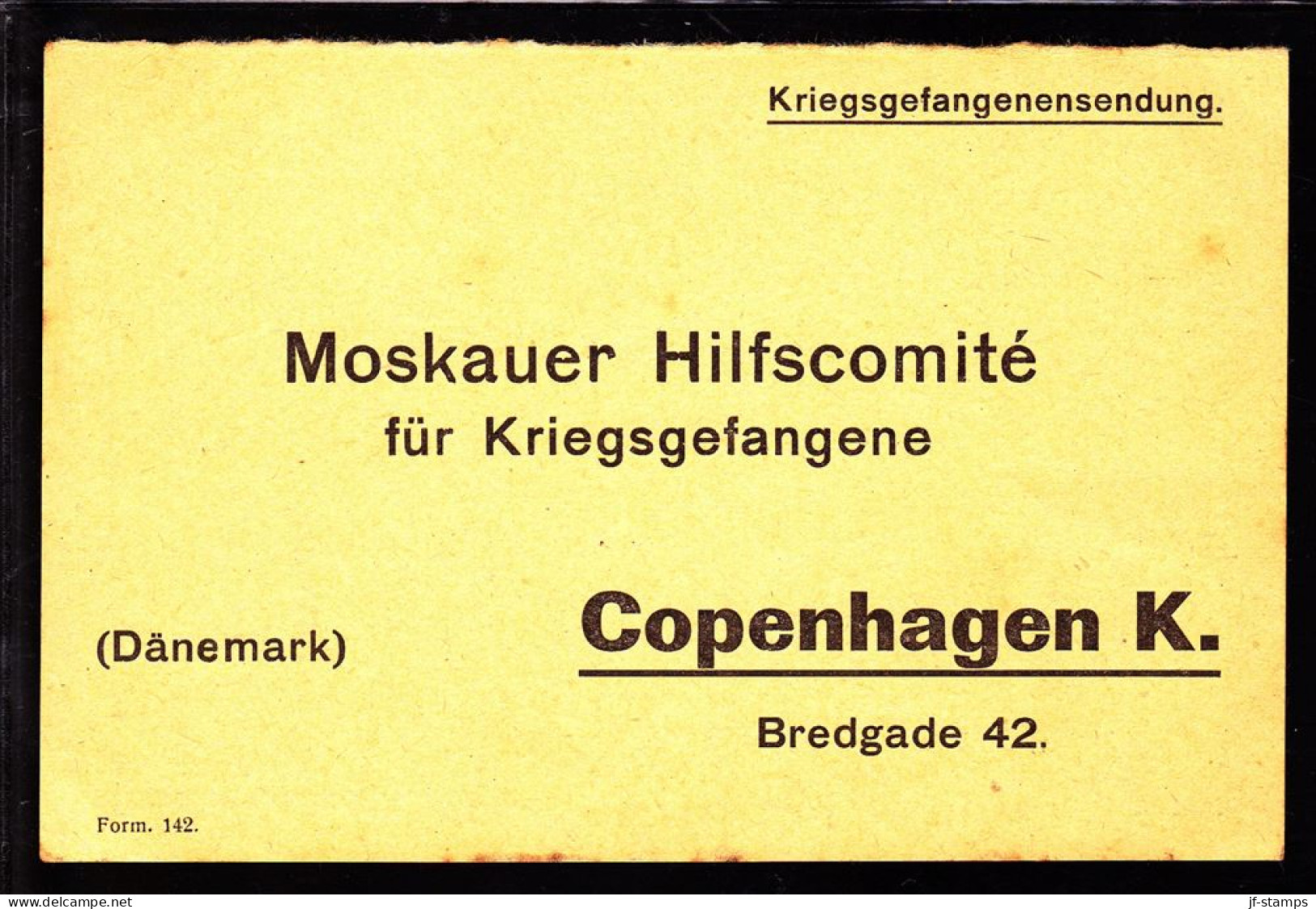 1917. Kriegsgefangenensendung. Moskauer Hilfscomité Für Kriegsgefangene. Copenhagen K Bredgade 42. - JF103884 - Red Cross