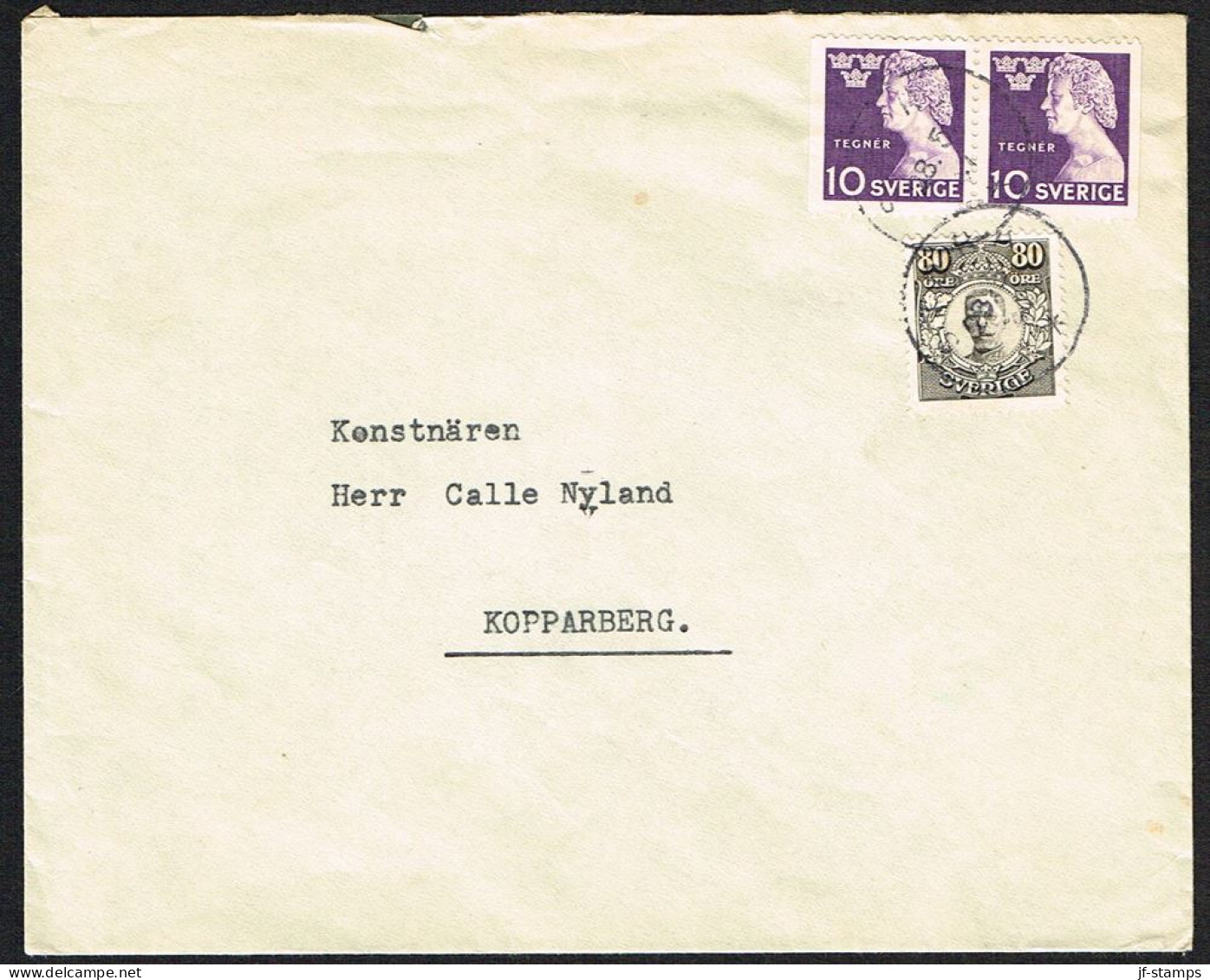 1918. Gustav V. 80 öre Black. Only 1000 Issued. Interesting Forgery With Removed Overprint On ... (Michel 85) - JF103998 - Covers & Documents