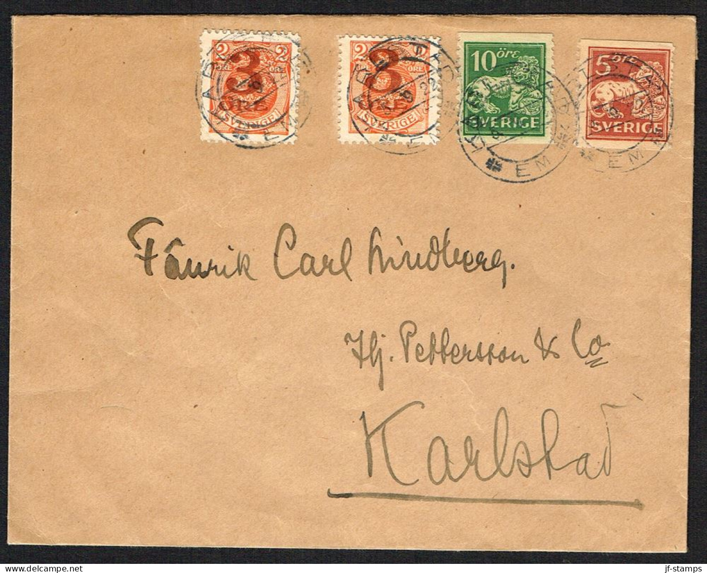 1922. 3 ÖRE On 2 ÖRE Coat Of Arms From Envelopes 2 Ex Used Together With 5 And 10 öre Liontype On Cover KA... - JF103999 - Entiers Postaux