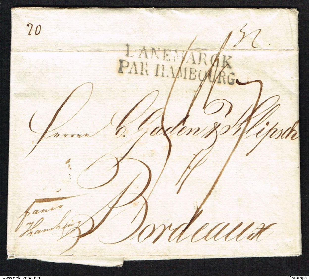 1815. DANEMARCK PAR HAMBOURG. On   Cover To Bordeaux In France With Complete Contents Written Flensburg 12... - JF104052 - Schleswig-Holstein