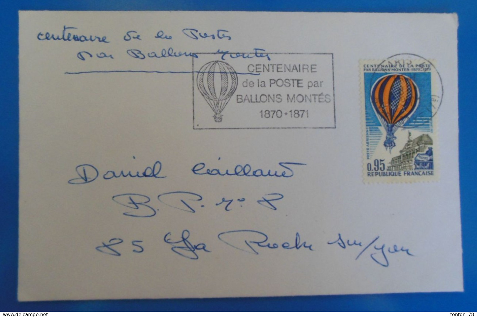 TIMBRES SUR LETTRE   -  CENTENAIRE DE LA POSTE PAR BALLON MONTES  -  RECTO VERSO - 1960-.... Covers & Documents