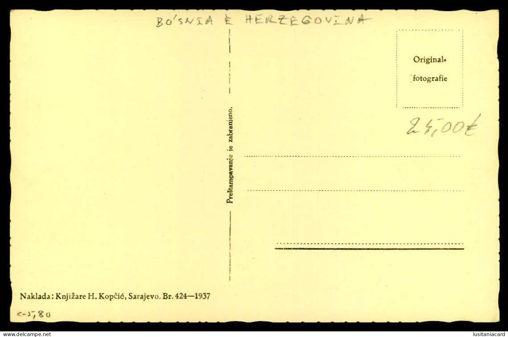 SARAJEVO - ( Ed. Naklada : Knjizare H. Kopcié Br.424-1937) Carte Postale - Bosnie-Herzegovine