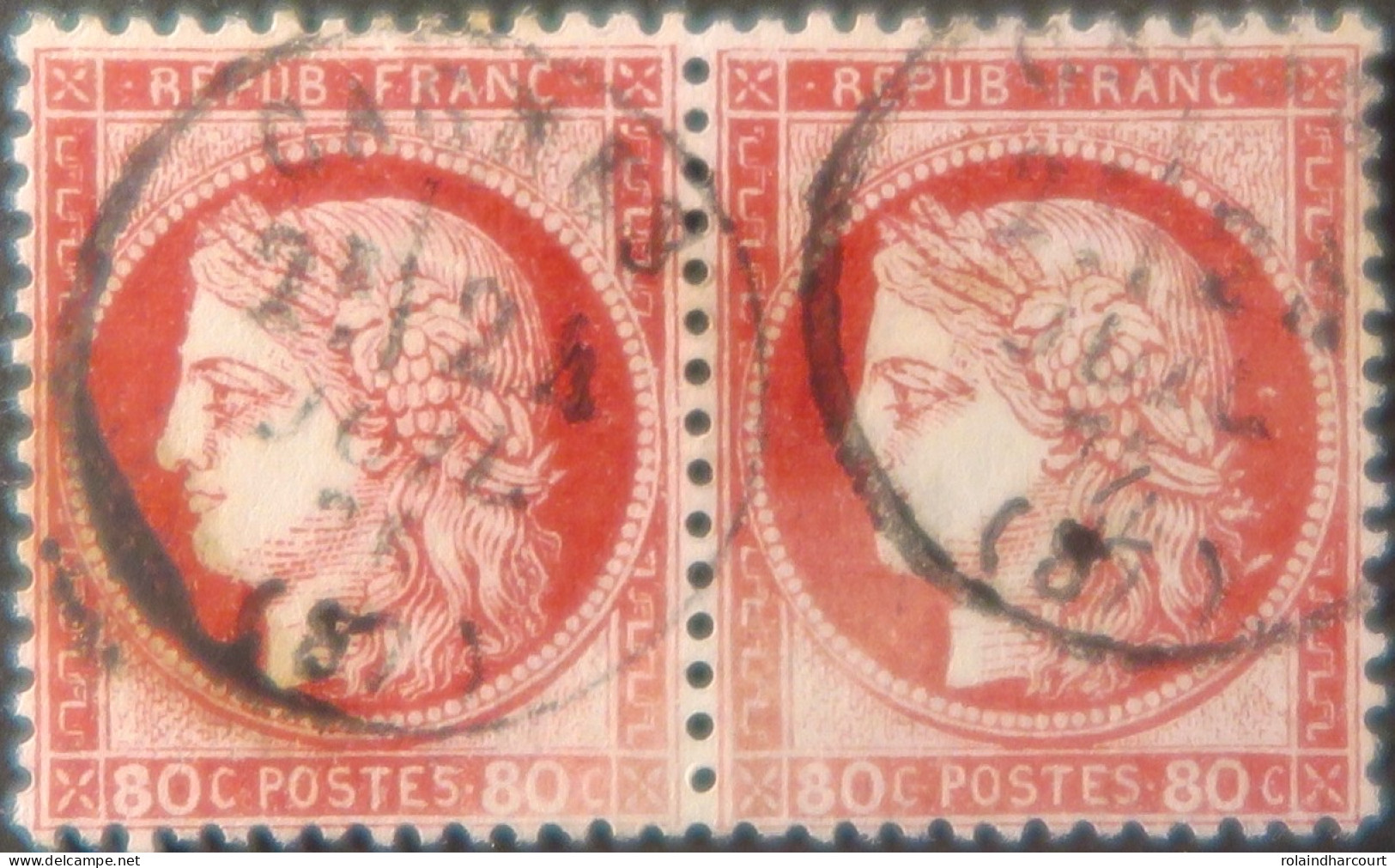 X1234 - FRANCE - CERES (PAIRE) N°57 - CàD De CAGNES (Alpes Maritimes) Du 24 JUILLET 1876 - 1871-1875 Ceres