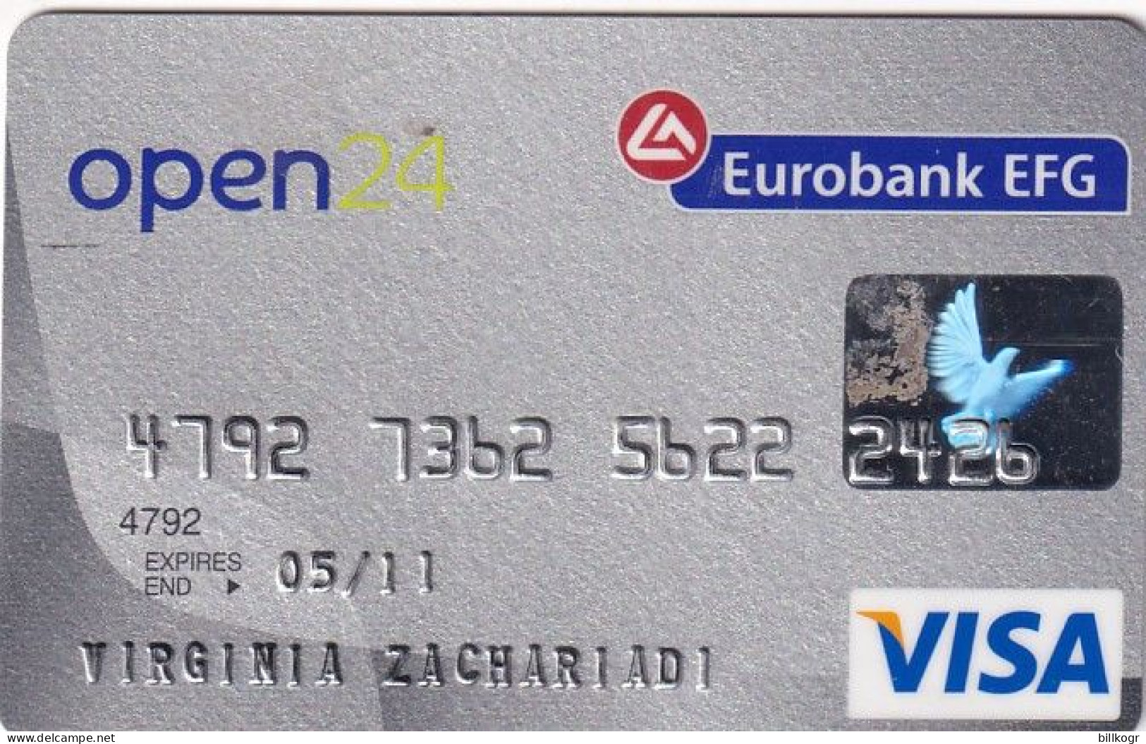 GREECE - Open 24, Eurobank EFG Visa, 01/07, Used - Cartes De Crédit (expiration Min. 10 Ans)