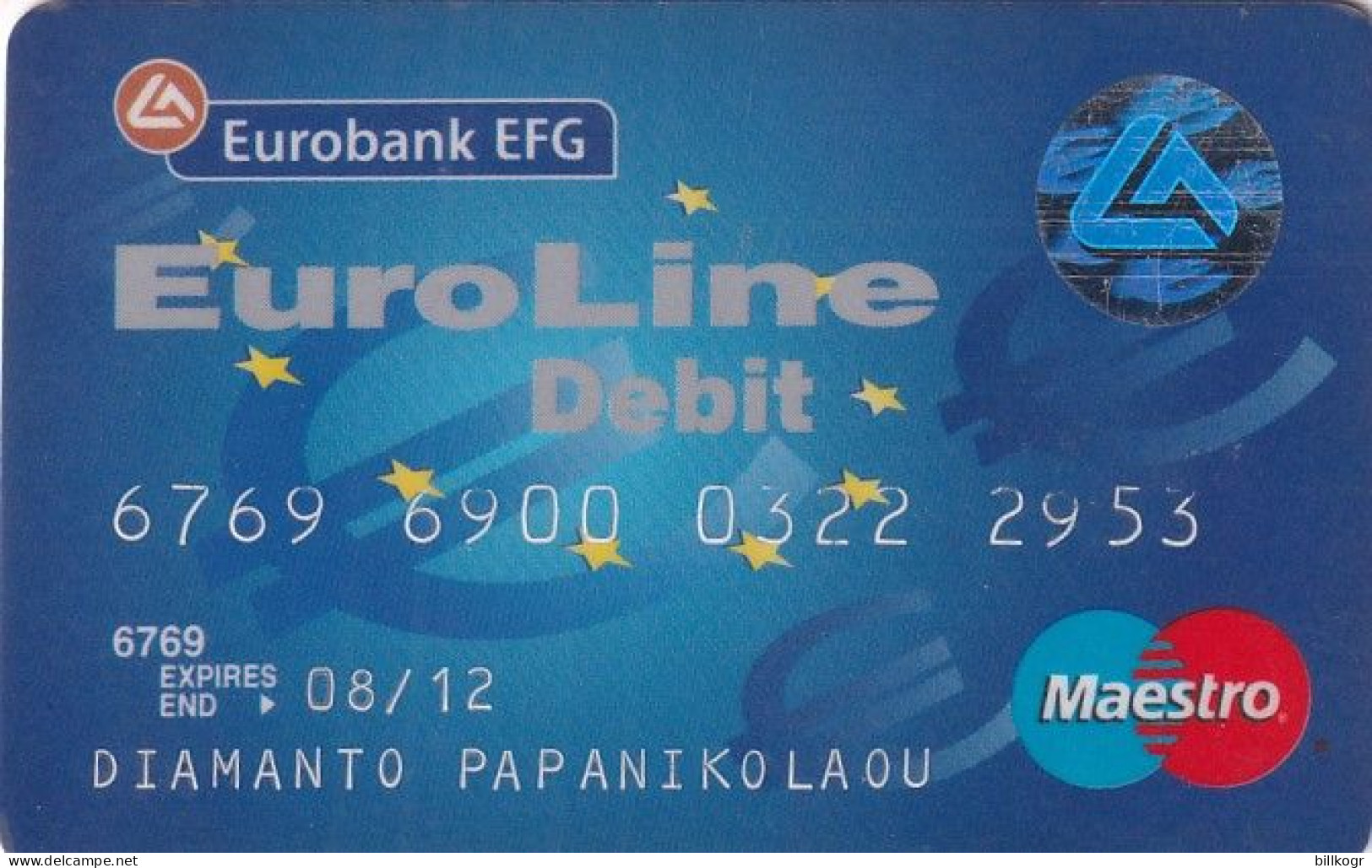 GREECE - Eurobank EFG Euroline, 11/08, Used - Tarjetas De Crédito (caducidad Min 10 Años)