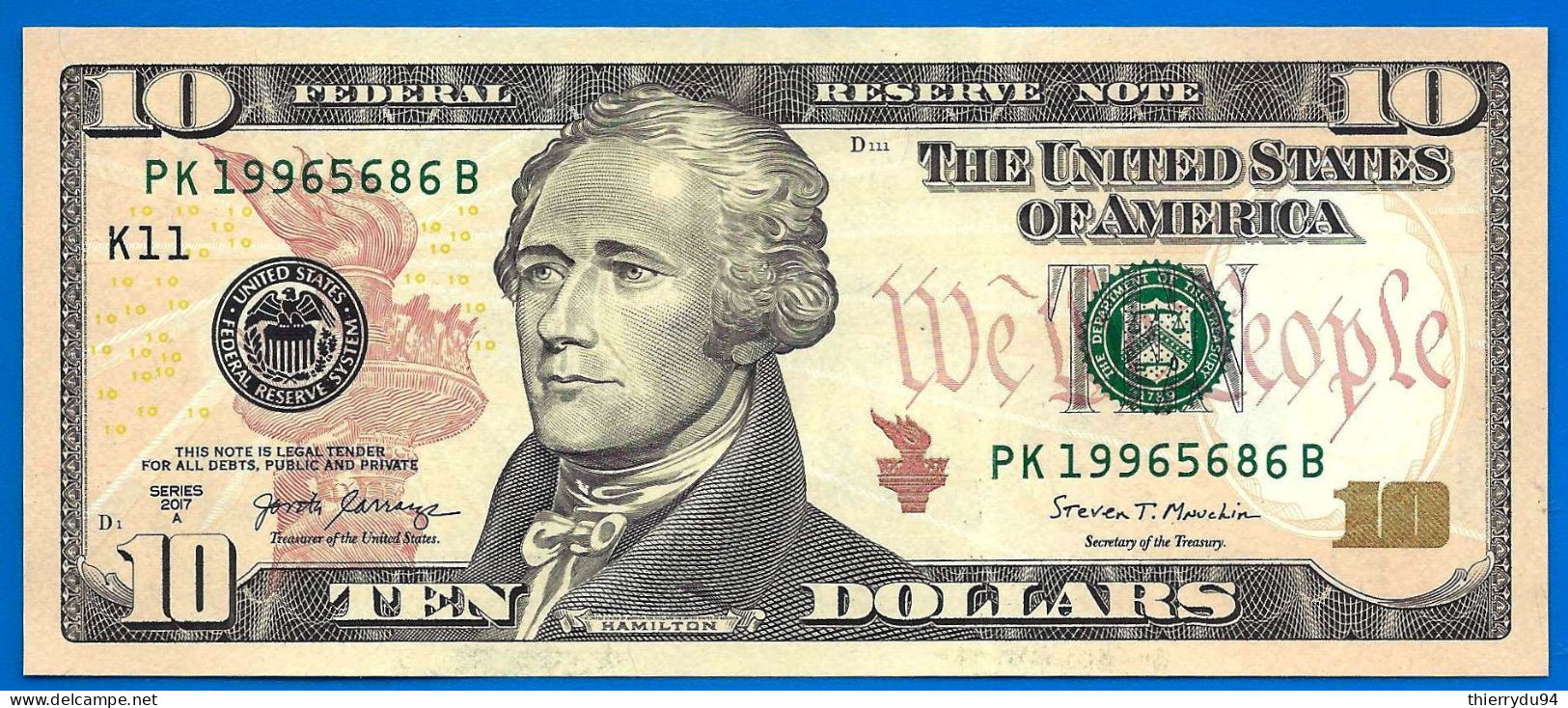 USA 10 Dollars 2017 A Neuf UNC Mint Dallas K11 Suffixe B Etats Unis United States Dollar Paypal Bitcoin - Biljetten Van De Verenigde Staten (1862-1923)