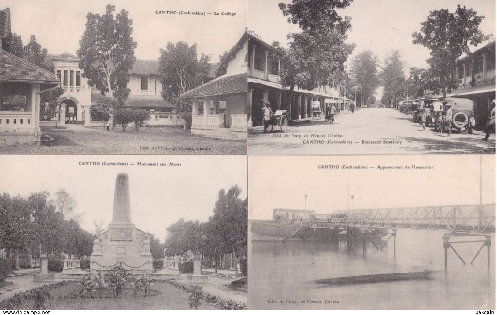 CANTHO - Série Complète De 12 Cartes Imprimerie De L'Ouest Hotel Villa Collège Palais Bungalow Monument Aux Morts - Viêt-Nam