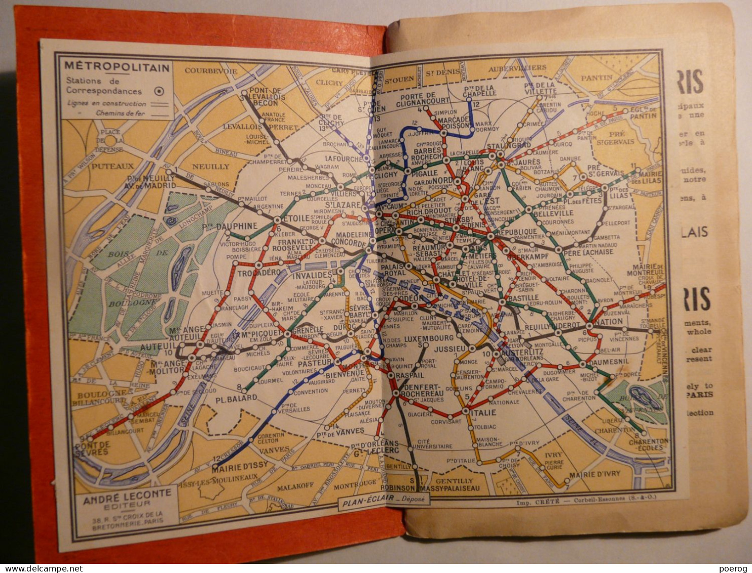 PARIS PLAN MONUMENTAL ET ENVIRONS - CIRCA 1930 - 60cm X 58cm - METRO & MONUMENTS METROPOLITAIN - Monographie - Paris