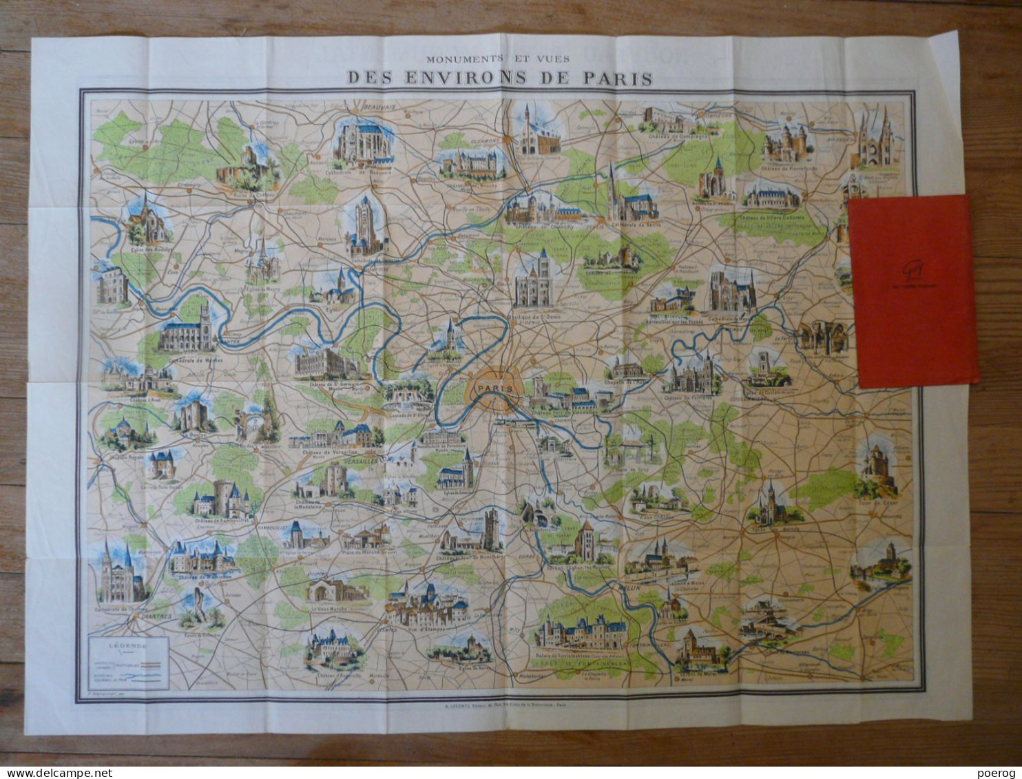 PARIS PLAN MONUMENTAL ET ENVIRONS - CIRCA 1930 - 60cm X 58cm - METRO & MONUMENTS METROPOLITAIN - Monographie - Paris