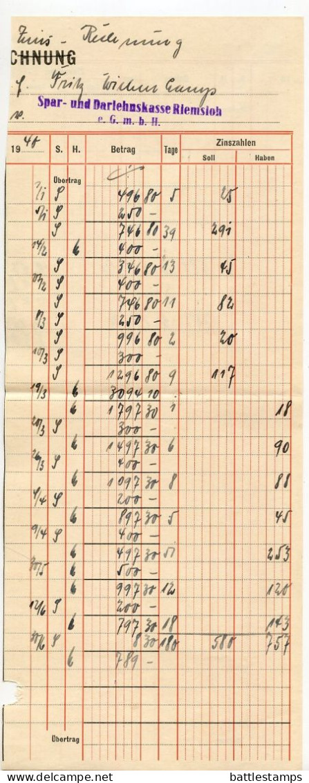 Germany 1940 Cover & Invoice; Riemsloh über Melle - Spar- Und Darlehnskasse Riemsloh To Schiplage; 12pf. Hindenburg - Brieven En Documenten