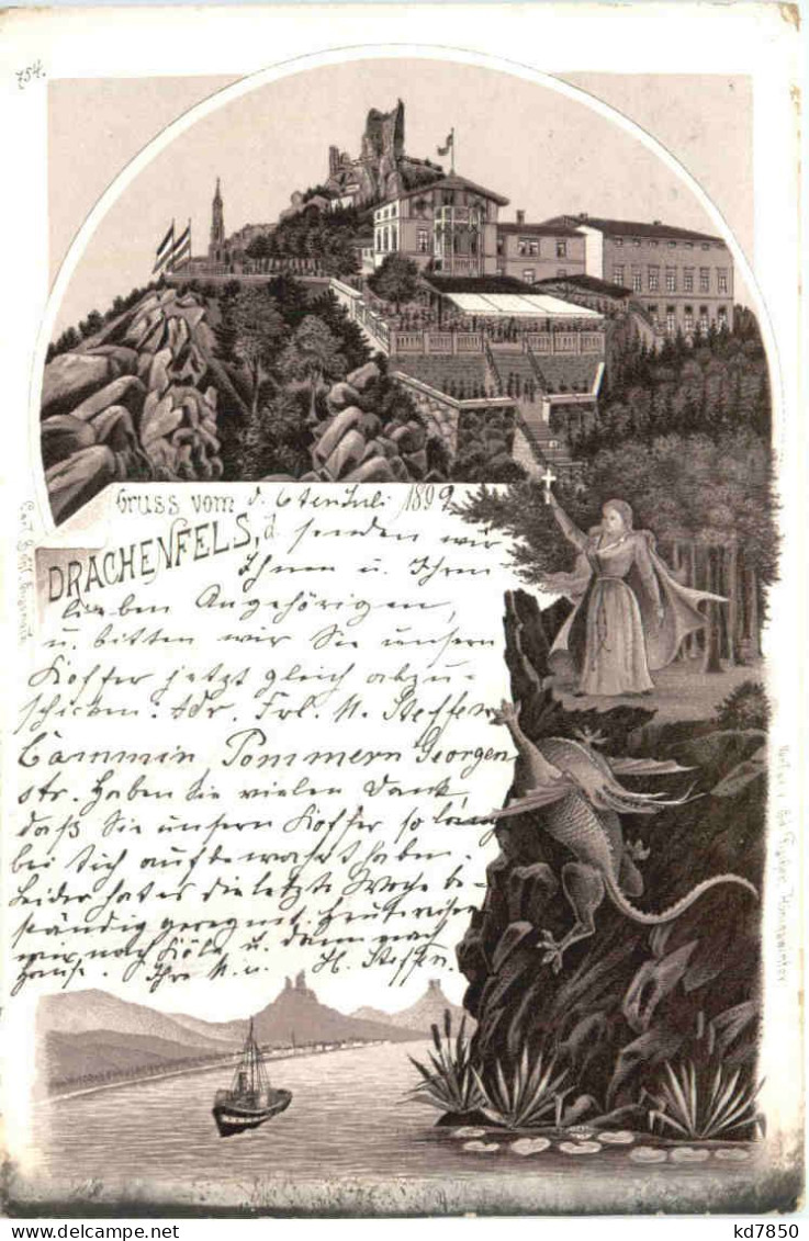 Gruss Vom Drachenfels - Litho - Koenigswinter