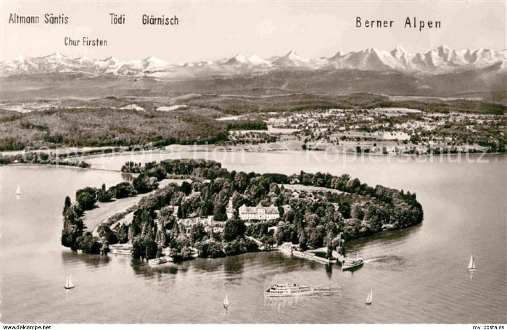 72706016 Insel Mainau Aus Der Vogelperspektive Mit Schweizer Alpen Konstanz Bode - Konstanz