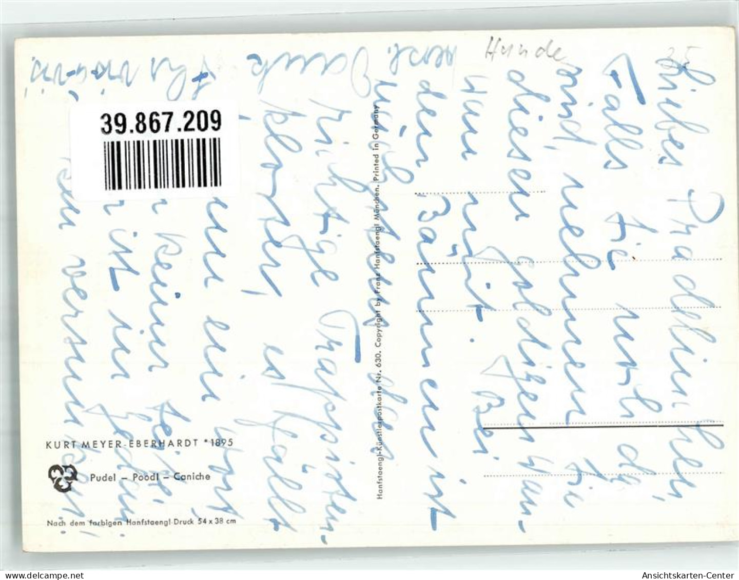 39867209 - Sign. Meyer Eberhard Kurt Verlag Hanfstaengl Nr.630 - Chiens