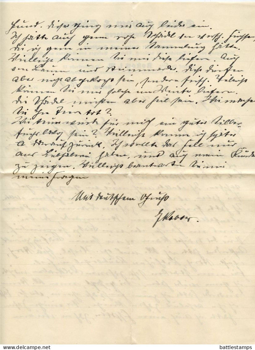 Germany 1935 Cover & Letter; Rostock - Gustav Kobow & Söhne, Präparatoren (Taxidermy) To Schiplage; 12pf. Hindenburg - Lettres & Documents