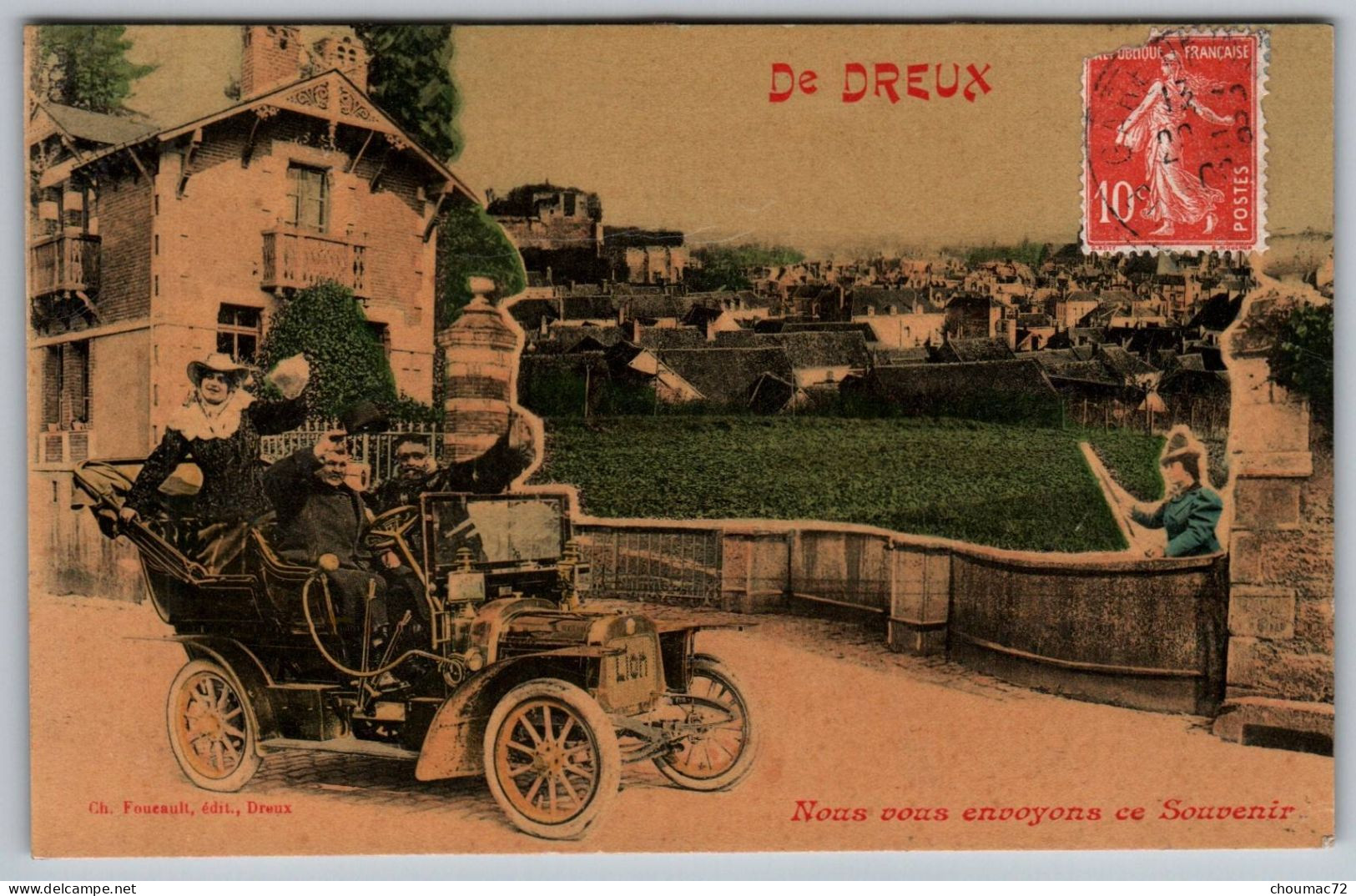 (28) 2059, Dreux, Foucault édit Colorisée, De Dreux Nous Vous Envoyons Ce Souvenir - Dreux