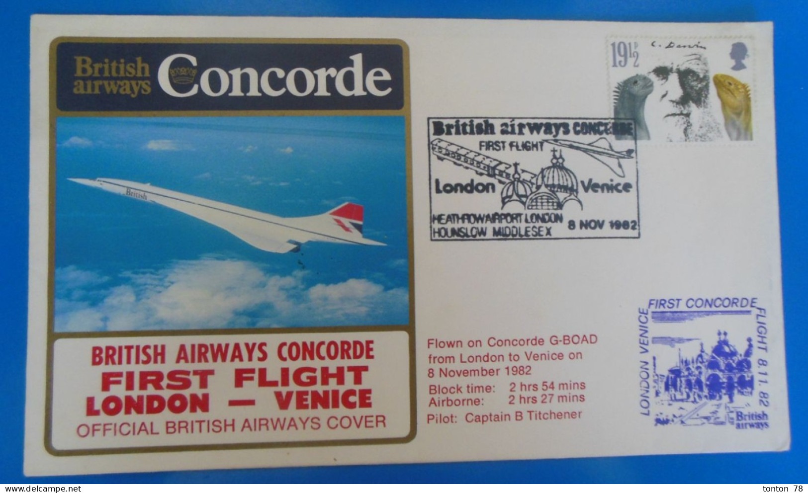 TIMBRES SUR LETTRE   -  CONCORDE - 3c. 1961-... Lettres