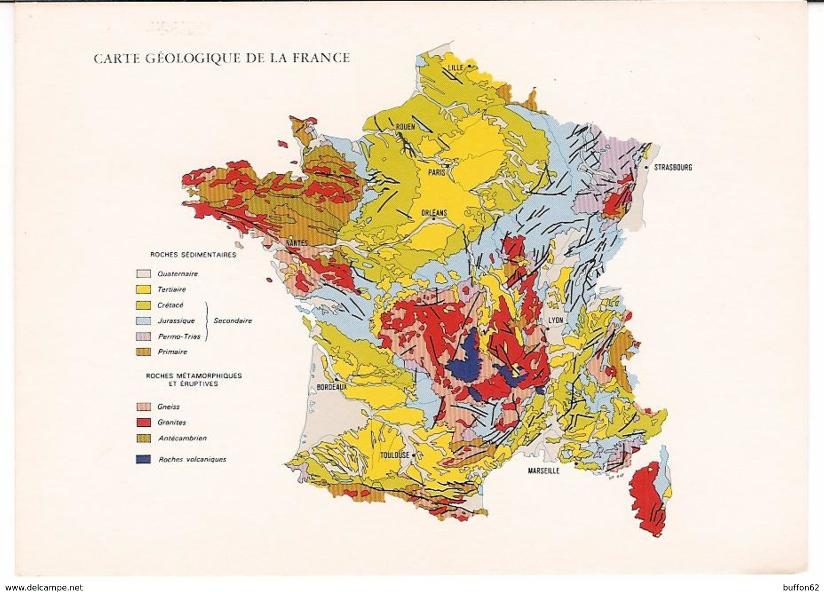 Carte Géologique De La France / Geological Map Of France. BRGM / Geological Survey. Scale 1/1,000,000. - Landkarten