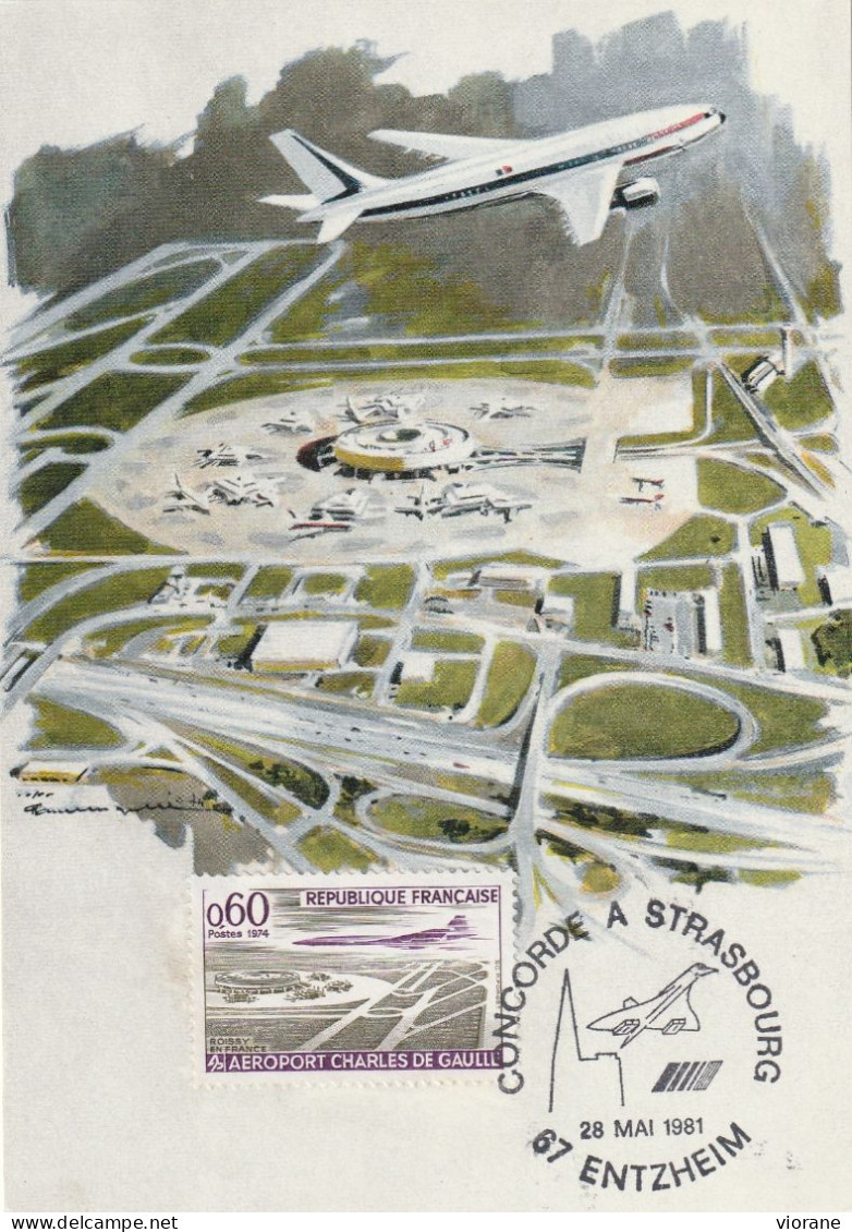 Carte Maximum -Concorde à Strasbourg - Aérodromes