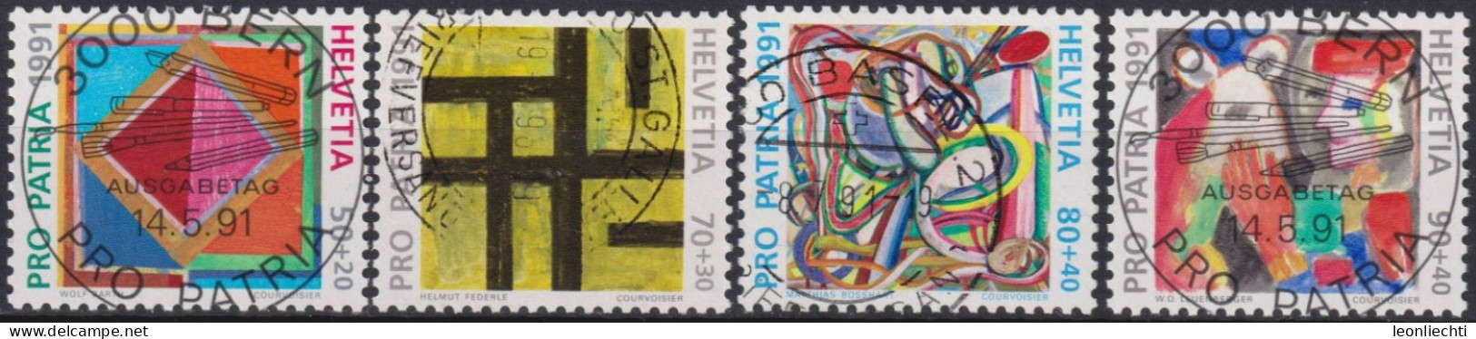 1991 Schweiz Pro Patria, Zeitgenössische Kunst, ⵙ Zum:CH B231-234, Mi:CH 1446-1449 Yt: CH 1474-1377 - Oblitérés