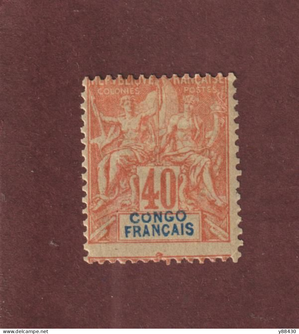 CONGO FRANÇAIS - 21 De 1892 - Neuf * - Type Timbre Colonie - Papier Teinté . 40c. Rouge-orange - 2 Scan - Unused Stamps