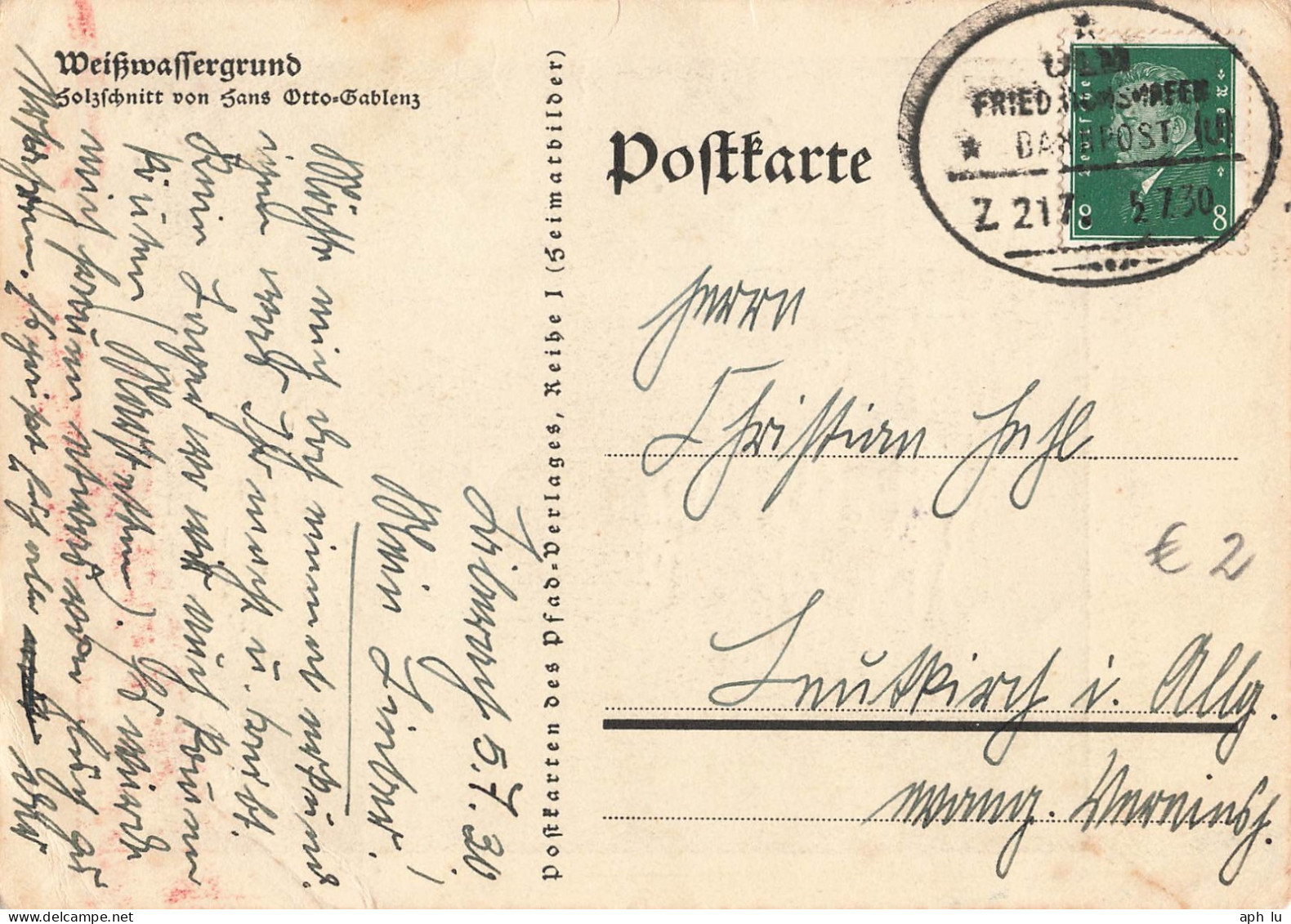 Bahnpost (Ambulant; R.P.O./T.P.O.) Ulm-Friedrichshafen (ZA2565) - Storia Postale