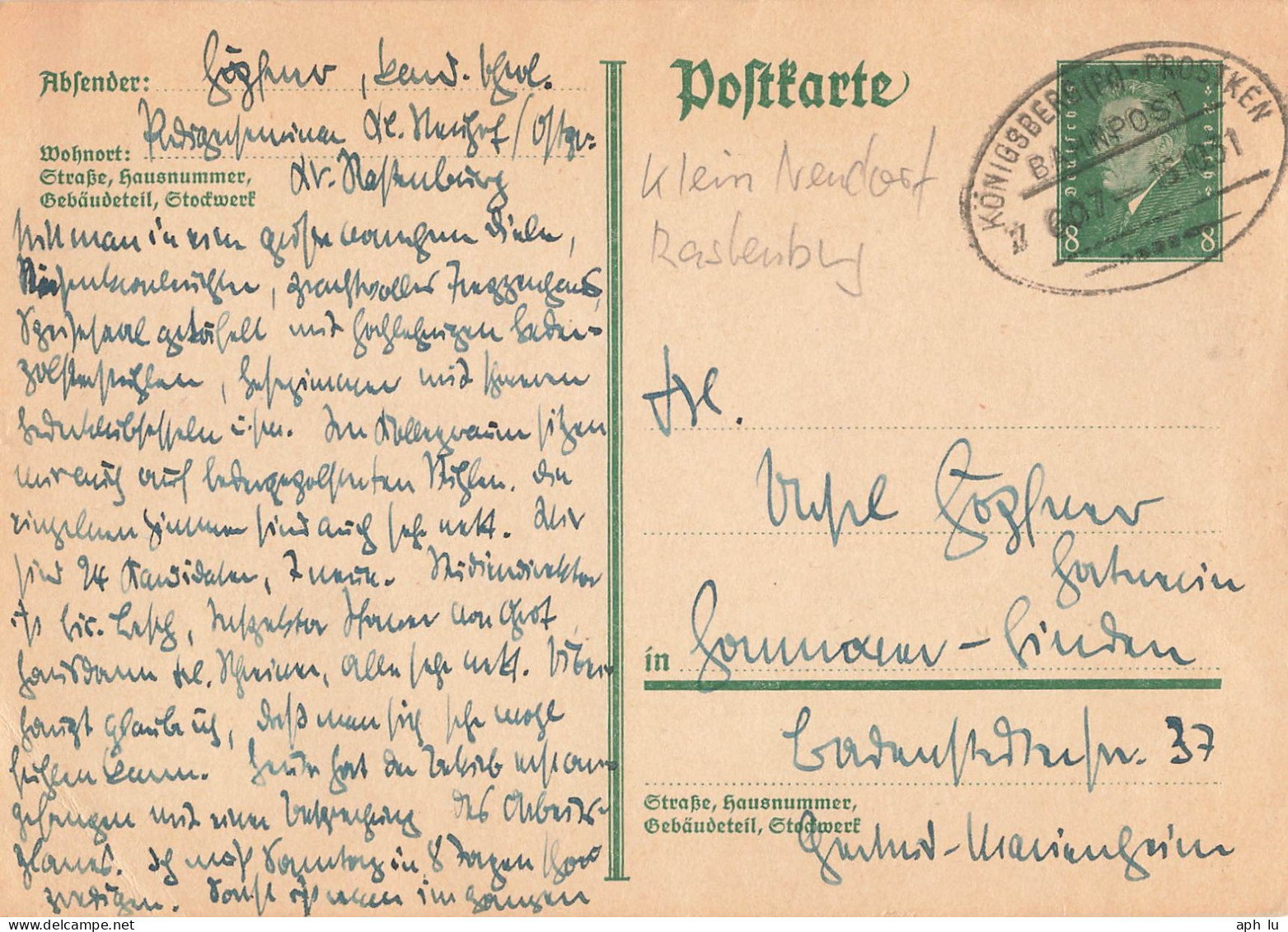 Bahnpost (Ambulant; R.P.O./T.P.O.) Königsberg (Pr)-Prostken (ZA2567) - Lettres & Documents