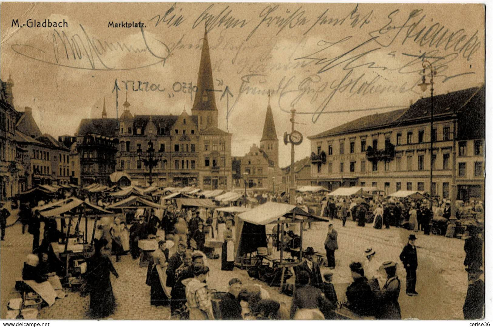 M_Gladbach Marktplatz Circulée En 1909 - Mönchengladbach
