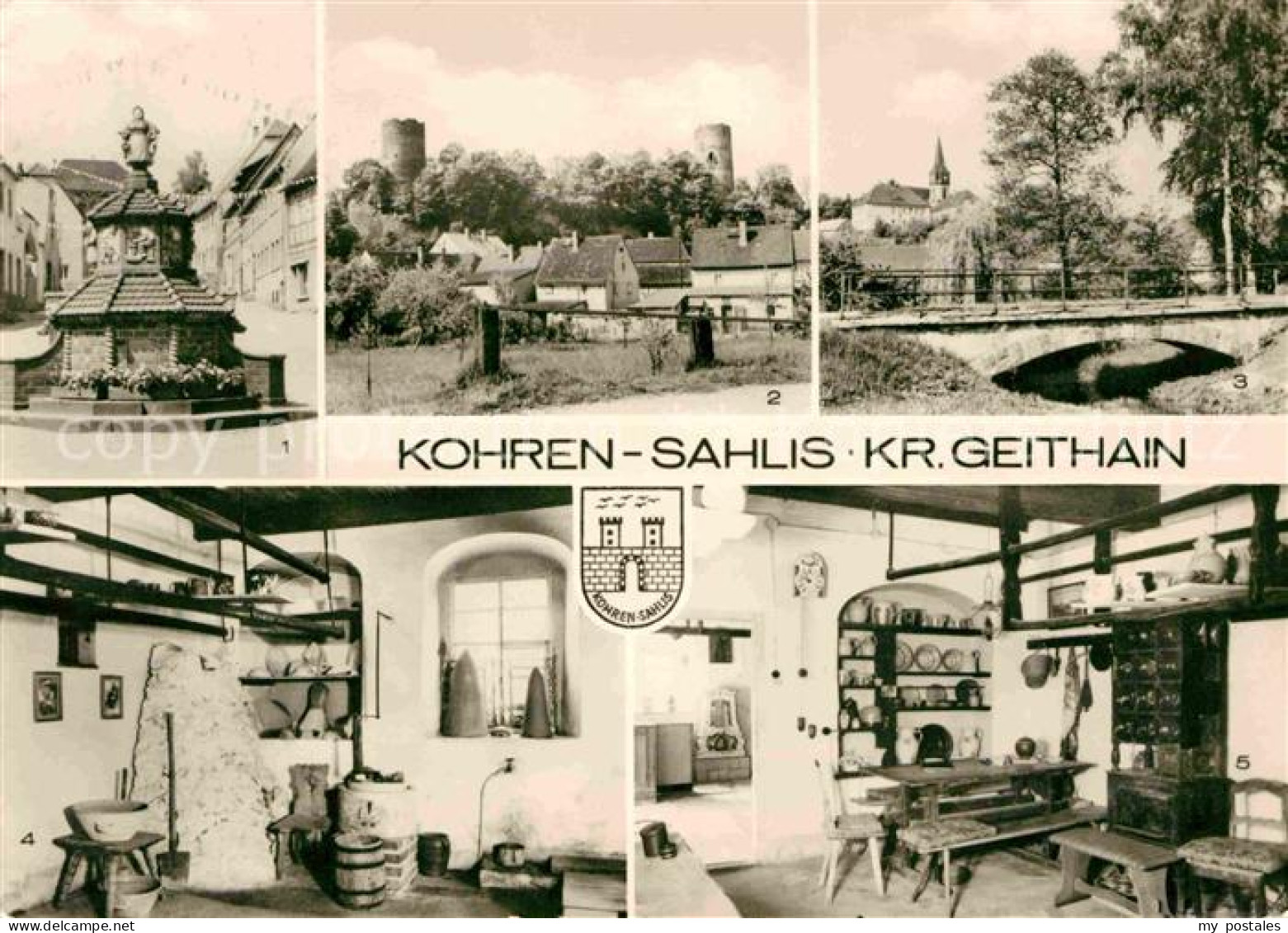 72703544 Kohren-Sahlis Toepferbrunnen Teilansicht Burgruine Kirche Toepfermuseum - Kohren-Sahlis