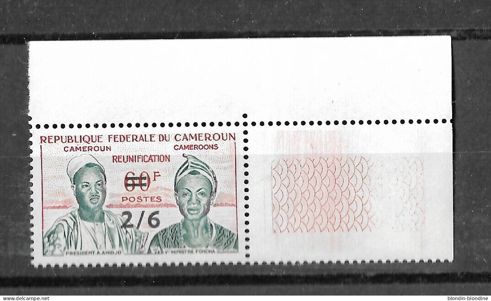 CAMEROUN 1961 YT 334  NEUF** TB RÉUNIFICATION SURCHARGÉS. - Cameroun (1960-...)
