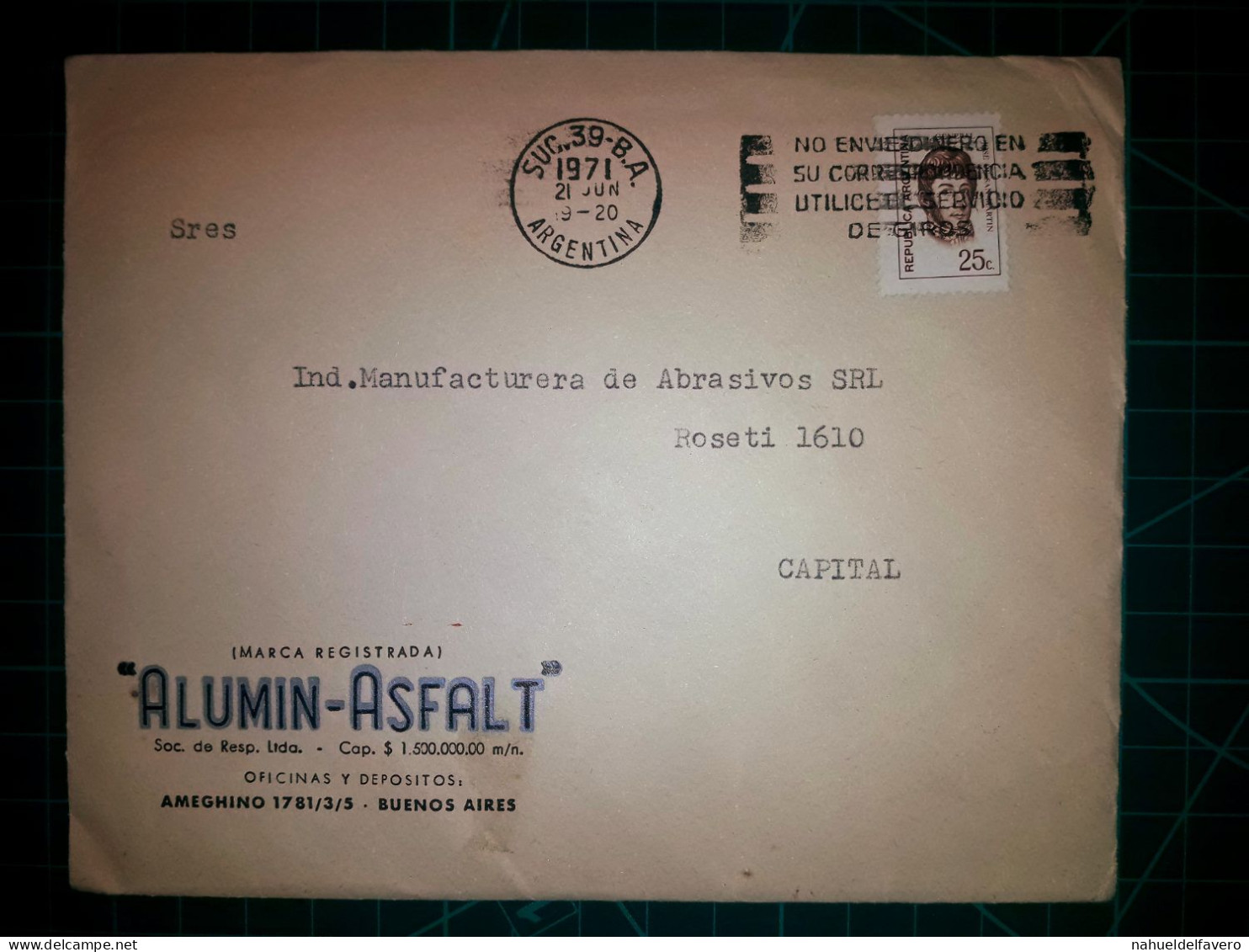 ARGENTINE, Enveloppe Appartenant à "Alumin-Asfalt, Soc. De Resp. Ltda." Circulé Avec Une Banderole Disant "N'envoyez Pas - Used Stamps