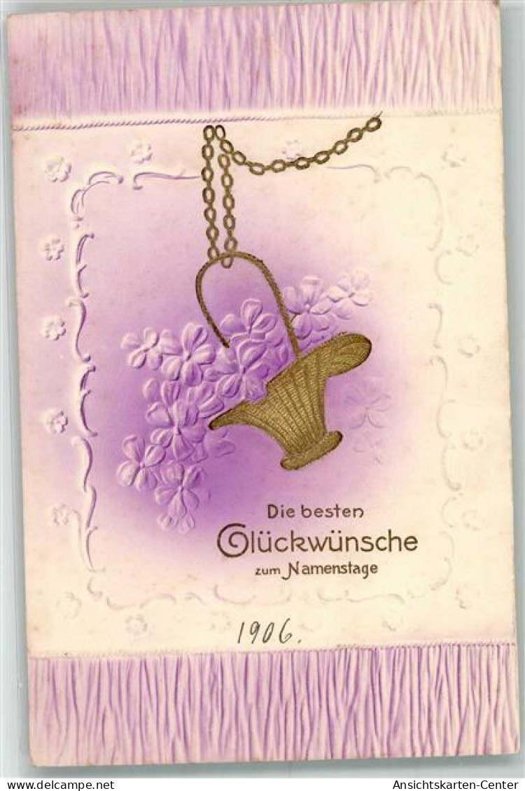 39621609 - Ein Goldener Korb Voller Violetter Blumen Lithographie - Autres & Non Classés