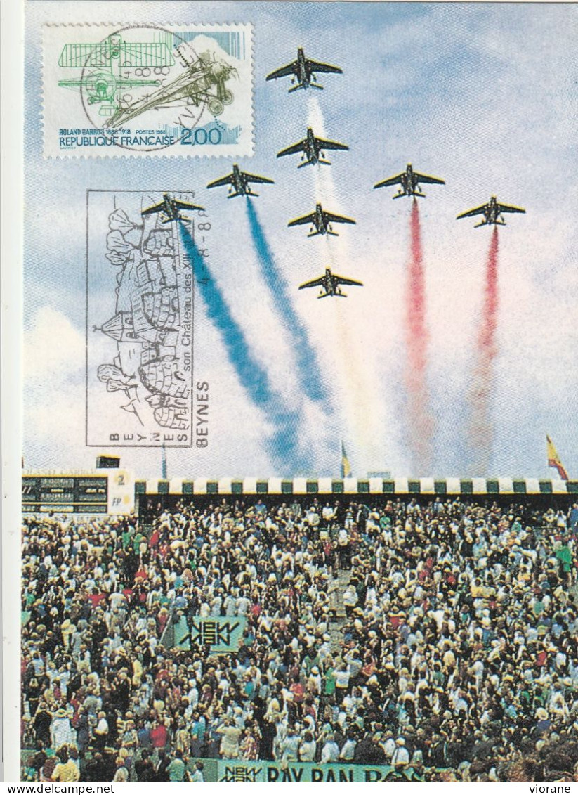 Carte Maximum -  Création Jean Claude Sizier 5 Juin 1988 Hommage Au Pilote Roland Garros - Autres & Non Classés