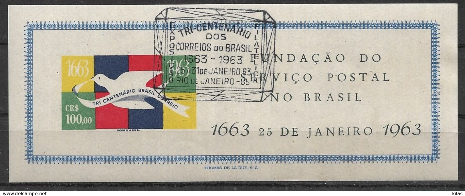 BRAZIL 1963  FOUNDATION OF THE POSTAL SERVICE IN BRAZIL USED - Blocs-feuillets