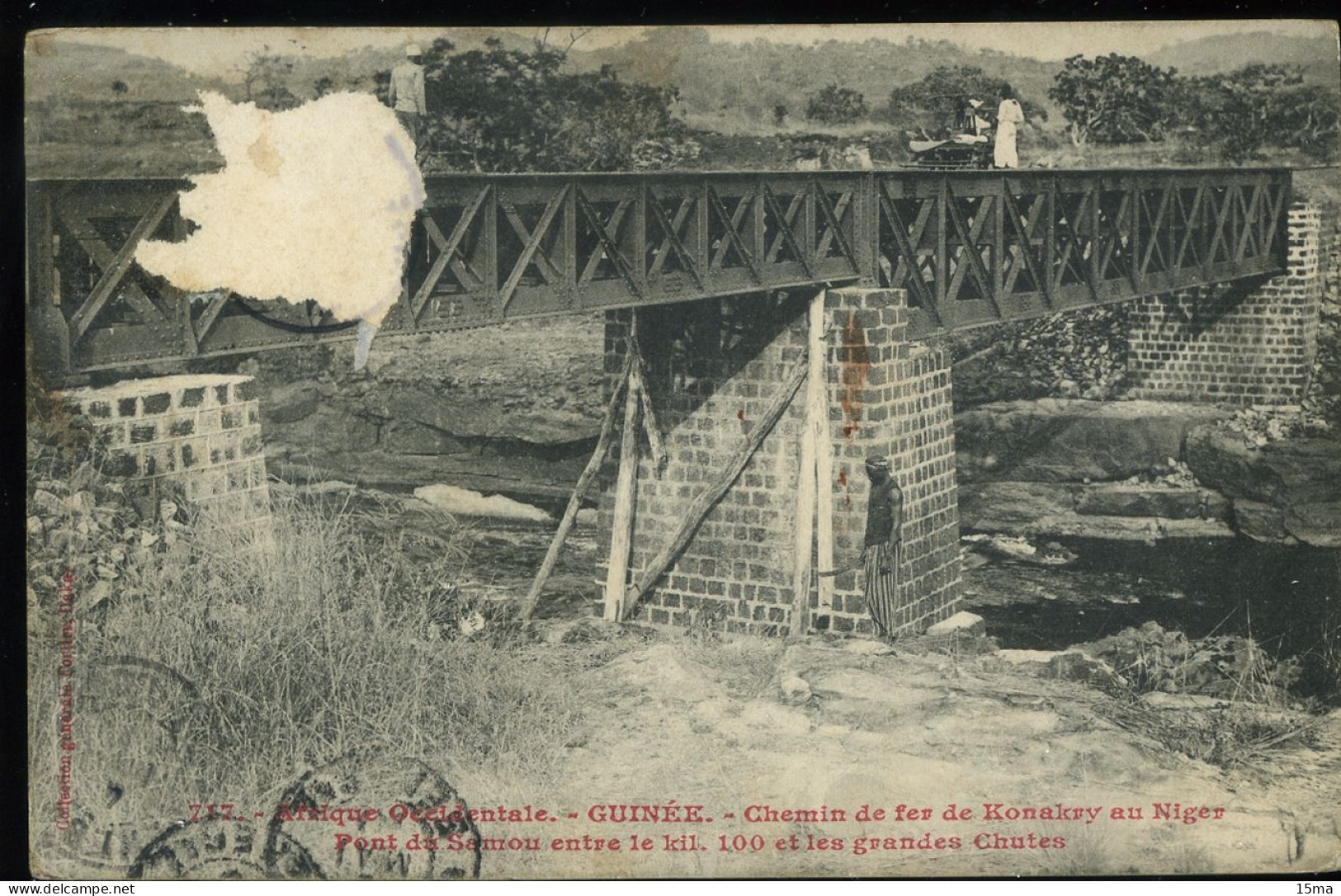 Afrique Occidentale Guinée Chemin De Fer De Konakry Au Niger Pont De Samou Entre Le Kil 100 Et Les Grandes Chutes Timbre - Guinea