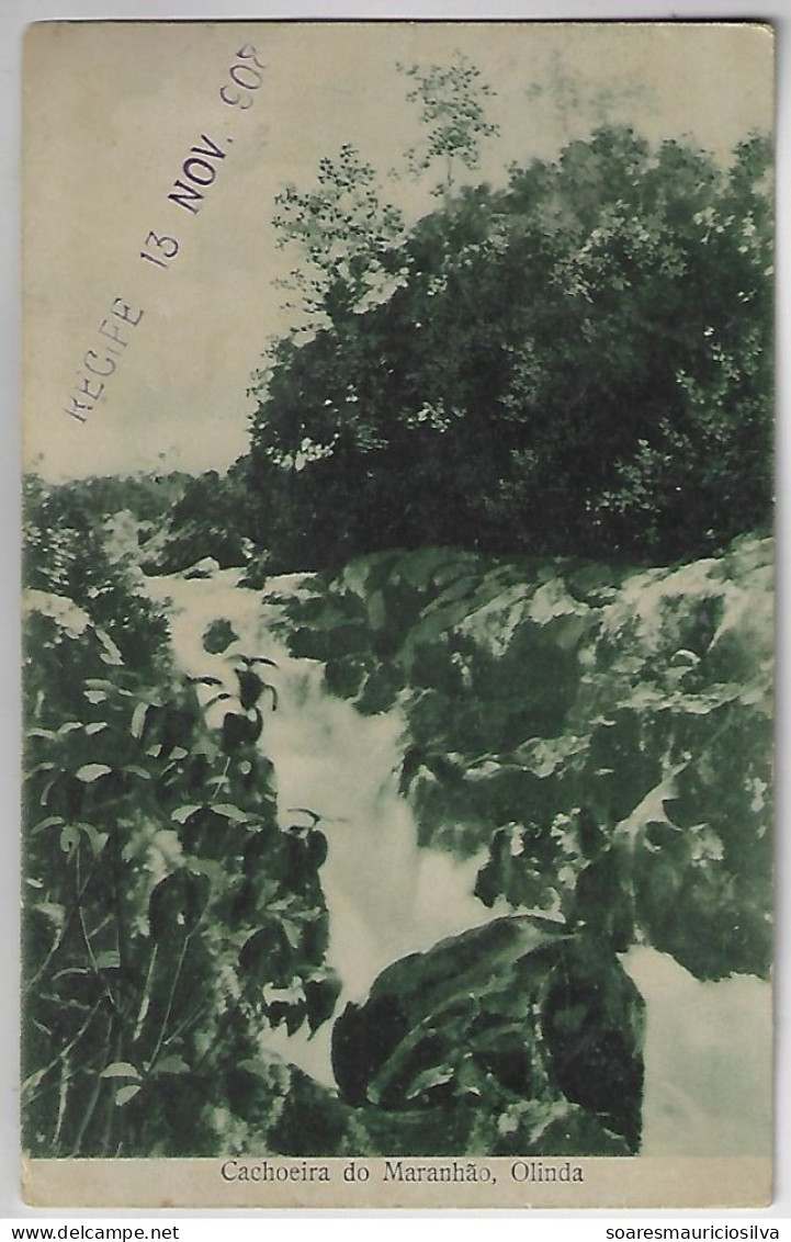 Brazil Pernambuco 1908 Postcard Photo Maranhão Waterfall In Olinda Editor Ramiro M. Costa & Soos From Recife To Santos - Autres & Non Classés